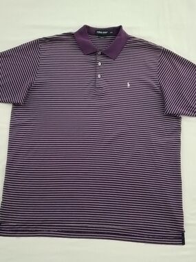 Polo by Ralph Lauren Purple and White Striped Polo Shirt 100% Pima Cotton